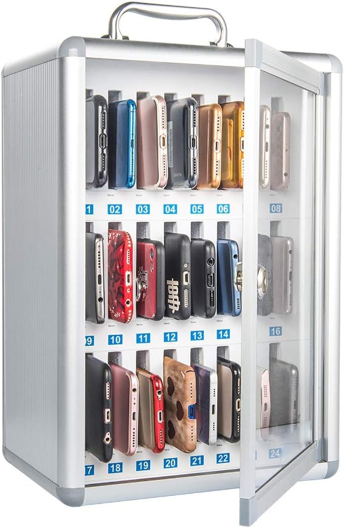 EliteBloom Mobile Phone Storage Cabinet Safe Deposit Box School Factory Examination Work Transparent Lock With Numbered Locker,Silver-48 - View #9