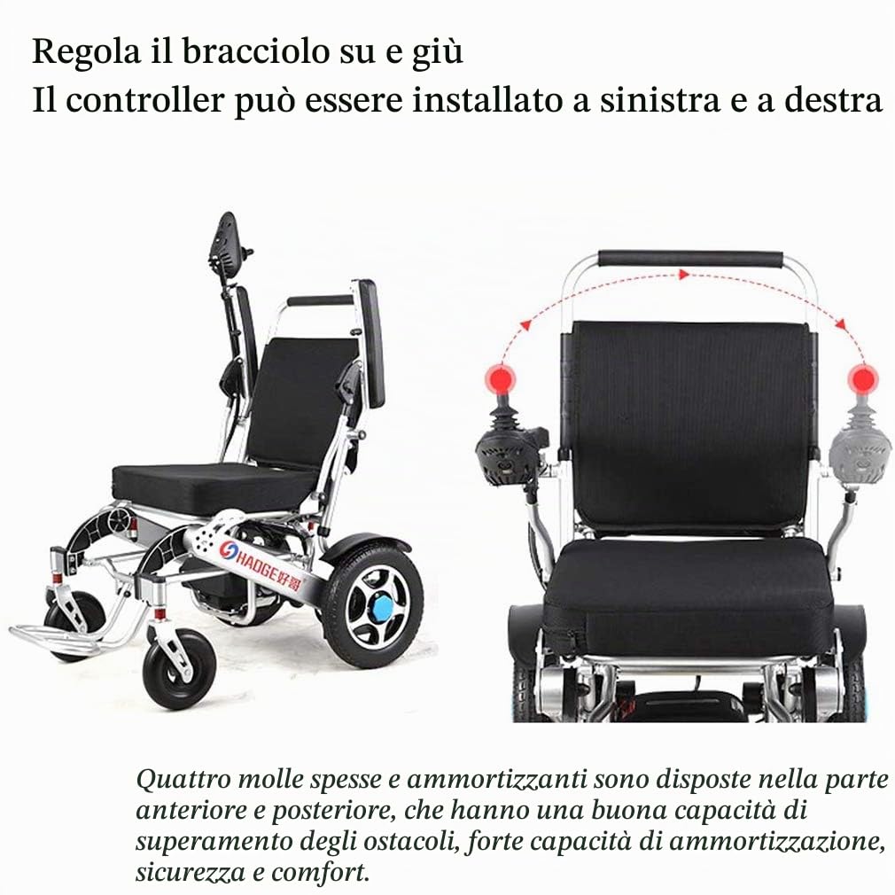 Sedia A Rotelle Elettrica Pieghevole, Carrozzina Elettrica Pieghevole per Disabili Automobile Anziana, Sedia A Rotelle Manuale O Elettrica