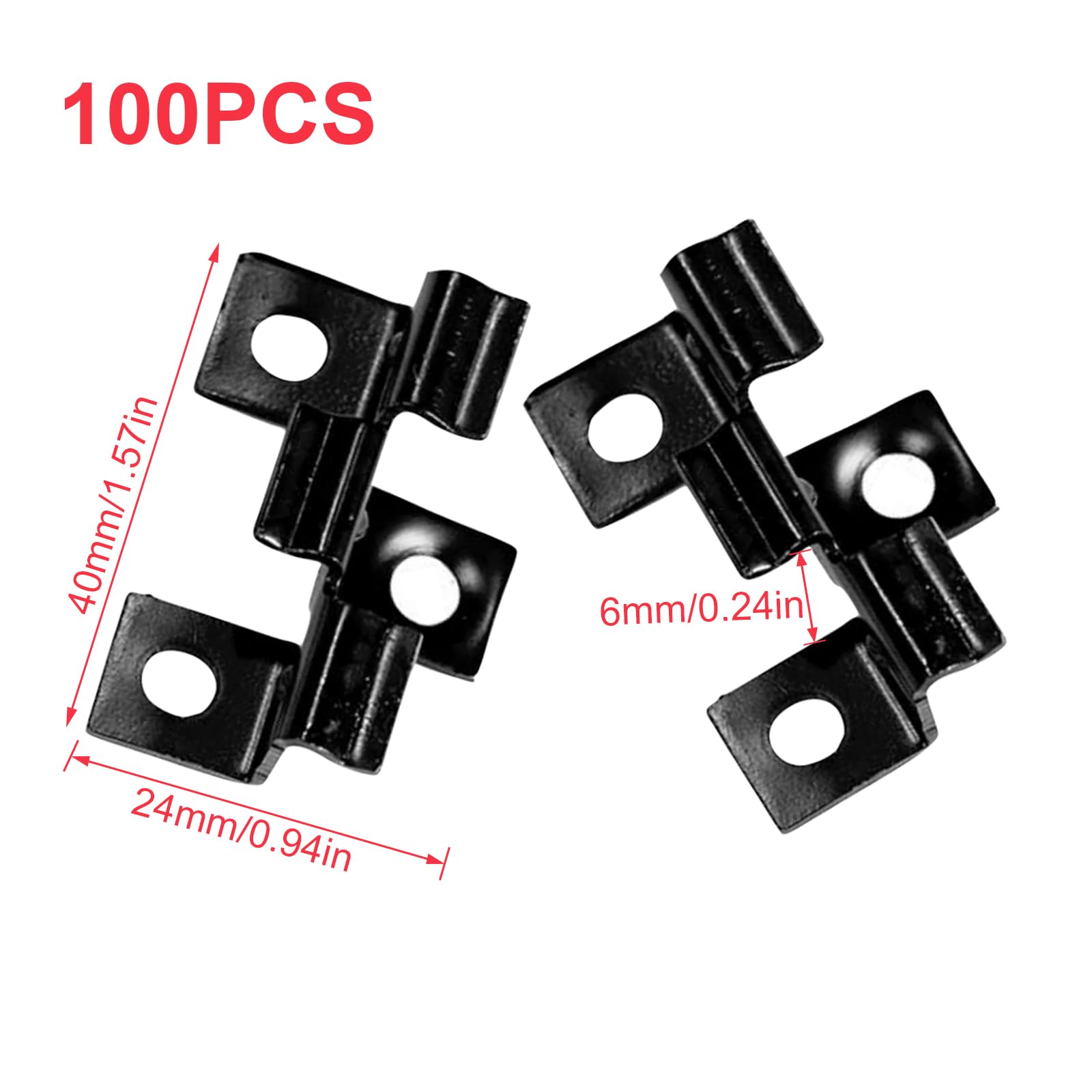 100 sztuk klipsów WPC, 4-6 mm, ze stali nierdzewnej, do tarasów, ze stali nierdzewnej, czarne klipsy do desek WPC (6 mm)