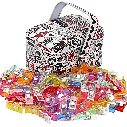 Multipurpose Sewing Clips with Tin Box Package, Assorted Colors, Pack of 100