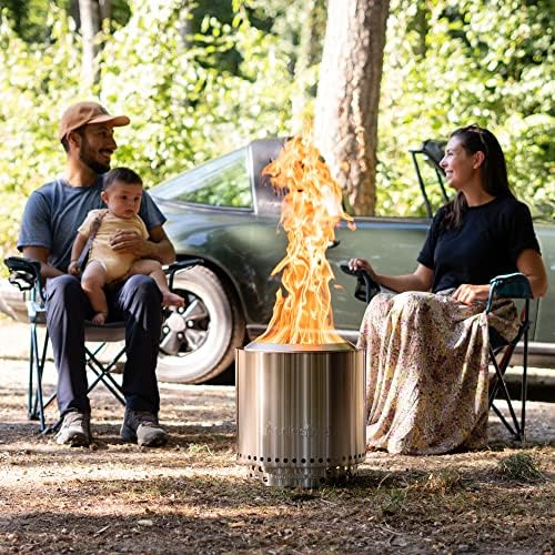 Solo Stove Ranger 2.0 with Stand, Smokeless Fire Pit | Wood Burning Fireplaces with Removable Ash Pan, Portable Outdoor Firepit - Ideal for Camping, Stainless Steel, 38 x 41,5 cm, 7,3 kg