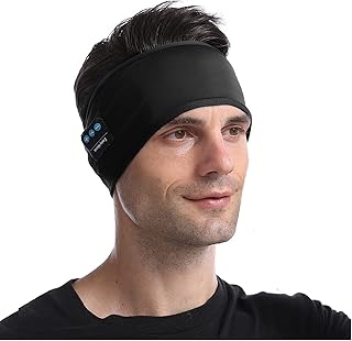 اربطة طوق رياضية للرأس للنوم مزودة بسماعات رأس بلوتوث لاسلكية من دايفيرتشوي، طوق للرأس من خامة ناعمة بمسامات للتهوية بميزة تشغيل ممتدة للتمارين والجري واليوجا والسفر والمشي السريع والتامل، اسود