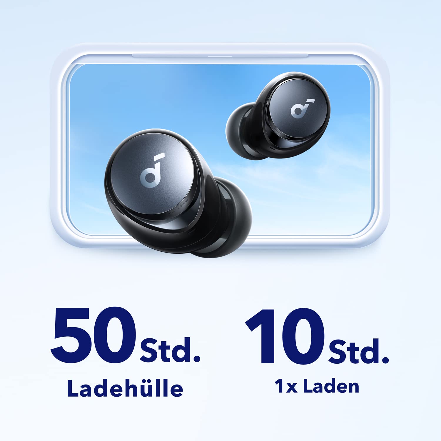 soundcore by Anker Space A40, Automatische Geräuschunterdrückung bis 98%, Kabellose Earbuds, 50h Wiedergabe, Hi-Res Sound, Bequemes Design, App Steuerung (Schwarz)