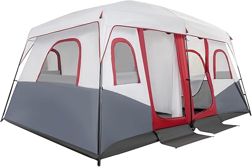 Miniatura 6 de 810-12 Person Camping Tent, Double-Room Silver-Coating Outdoor Camping Tents,2 Door & 6 Windows Waterproof Family Cabin Tents for Parks, Backyards,