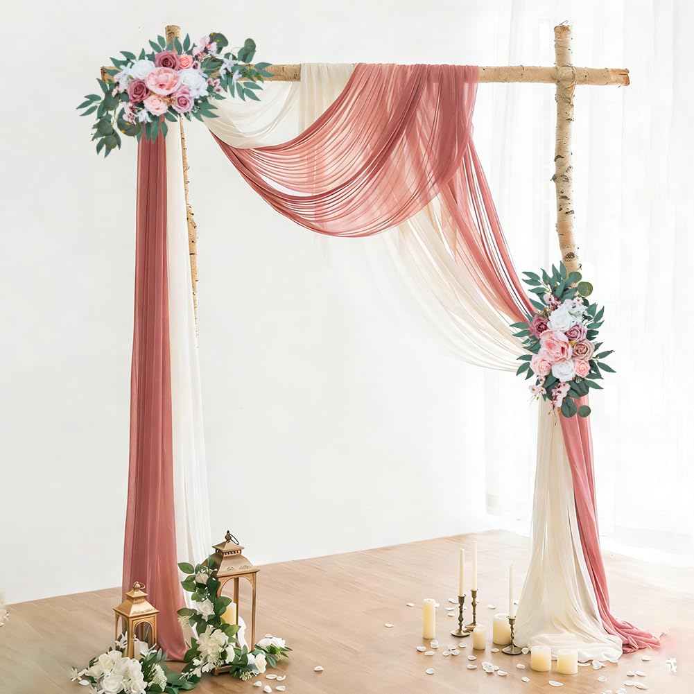 AHANDMAKER 2 flores de arco de boda, 2 tamaños, arreglos florales artificiales para decoración de arco de ceremonia de boda y decoración de señal de bienvenida, rosa
