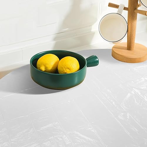 Miniatura 9 de BESPORTBLE 10pcs Thickened Round Plastic Tablecloth Disposable Table Cover for Banquet Restaurant Supplies Table Protector White