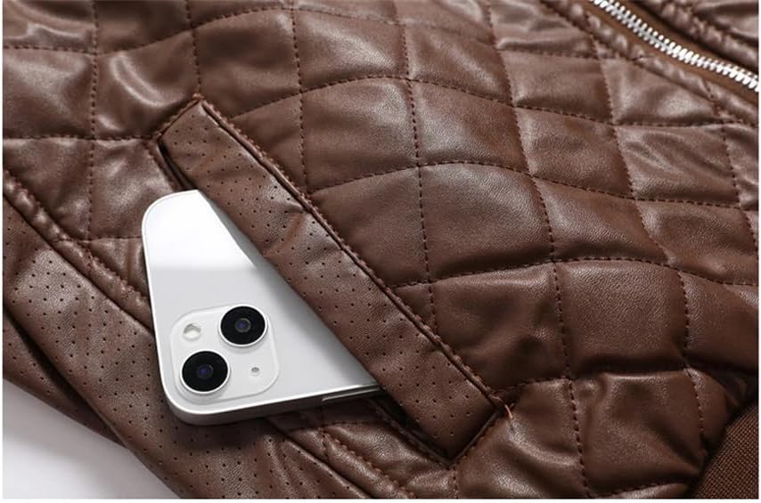 Mens PU Jacket Warm Vintage Moto Faux Leather Coats Hip Hop Zipper Leather Jacket