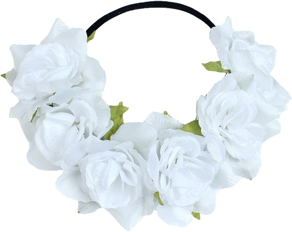 Couronne De Fleurs Headband Floral - Rose Blanc - Accessoire Mariage Ou Fête - Neuf