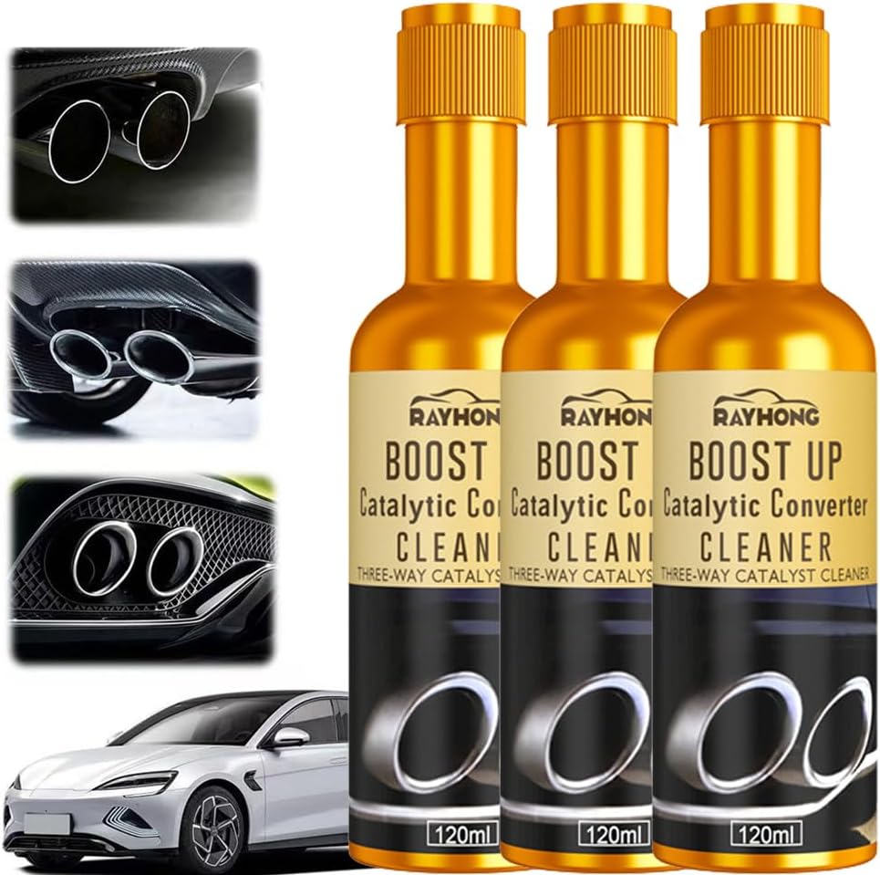 Catalytic Converter Cleaner - Engine & Exhaust System Carbon Removal Additive, 120ml Fuel Treatment for Gas/Diesel Vehicles, Auto Parts Pipe Cleaner Oil Maintenance (Pack fo 4)
