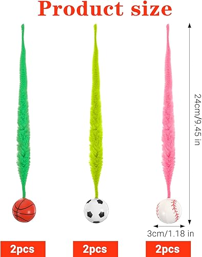 Miniatura 2 de 6 gusanos peludos, gusanos mágicos, bolas hinchables con cola, bolas de peluche para gatos con cola, para juegos de mascotas, coloridos