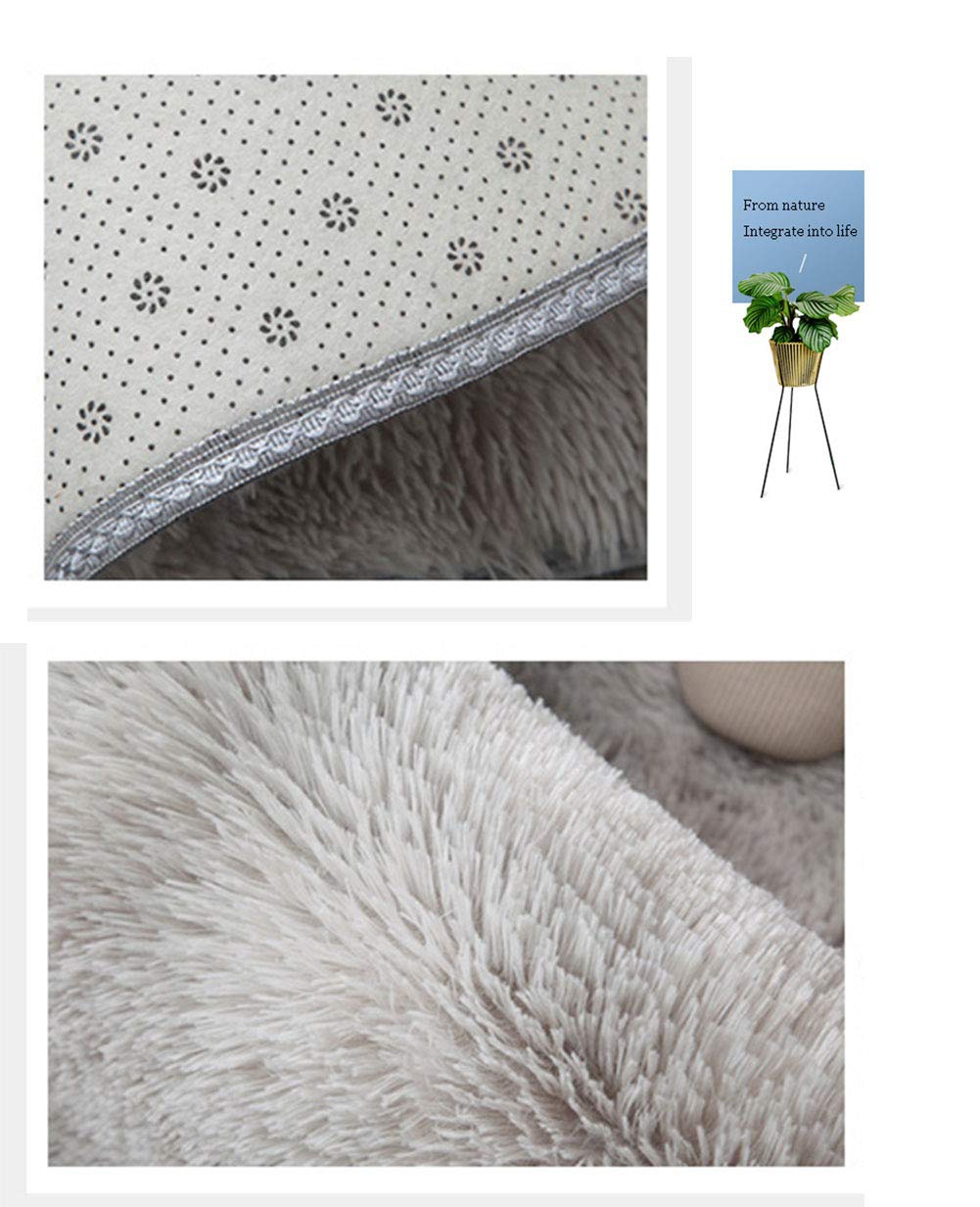 Flauschige Plüsch Hochflor Sanft Teppich,rutschfest Non Shedding Dick Matte,Oval Modern Teppiche,Für Wohnzimmer Schlafzimmer Yoga Grau 80x160cm(31x63inch)