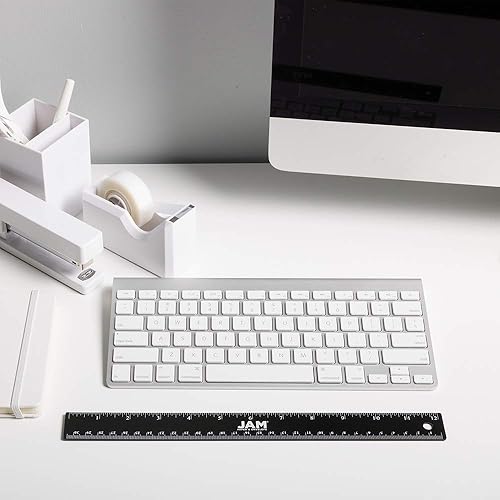 Miniatura 7 de JAM PAPER Regla de aluminio fuerte  12 pulgadas  Regla de metal con respaldo de corcho antideslizante  Negro metálico  Se vende individualmente