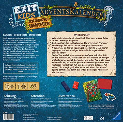 Ravensburger 18957 - EXIT Adventskalender kids - Dschungel-Abenteuer - 24 Rätsel für EXIT-Begeisterte ab 6 Jahren – Bild 2