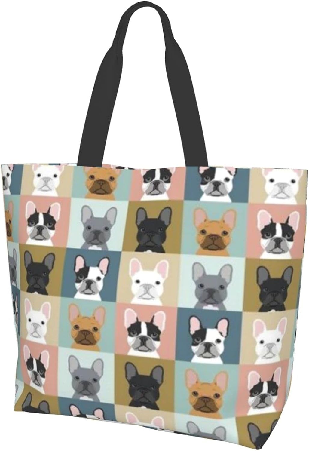 French Bulldog Canvas Tote Bag Top Handle Purses Large Shoulder