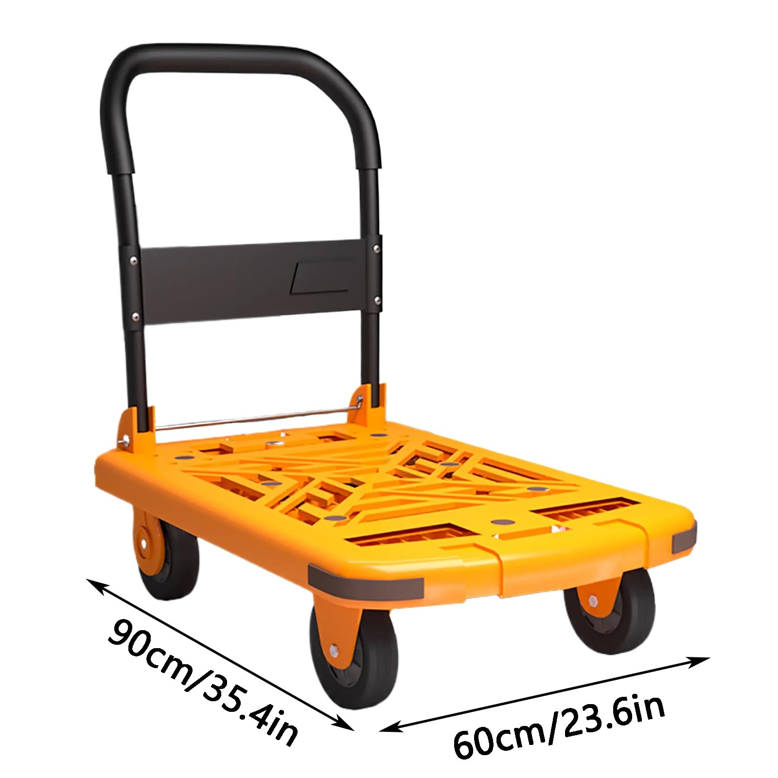 Wózek z płaską platformą, Wózek platformowy z kółkami, nie wymaga instalacji(Yellow)