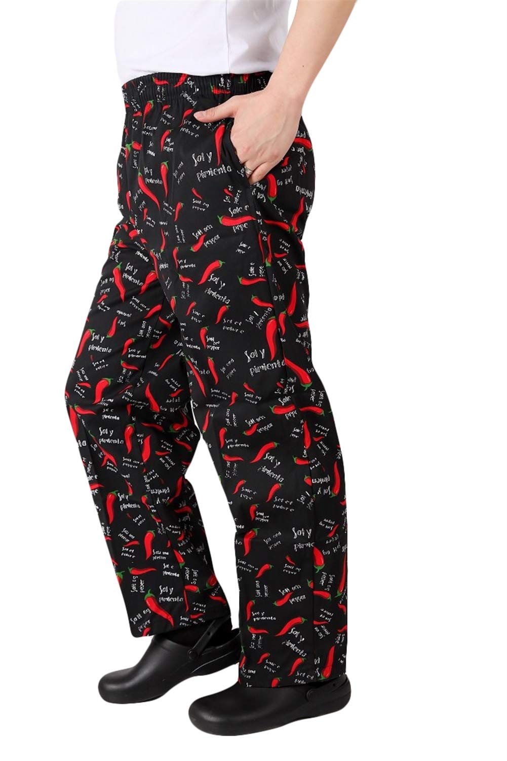 Oncefirst Men's Chef Pants Print Design Cargo Style Chef Pant Red Chilli XX-Large