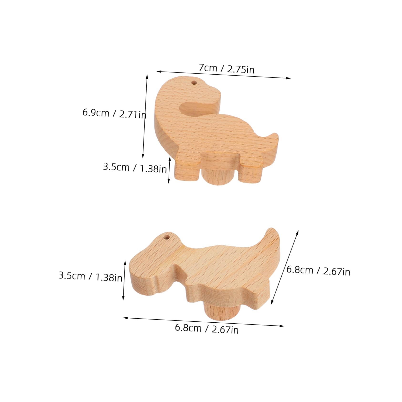 PRETYZOOM Modern Dresser Knobs Set 6pc Wooden Dinosaur Knobs with Screws Decorative Cabinet for Kids Rooms