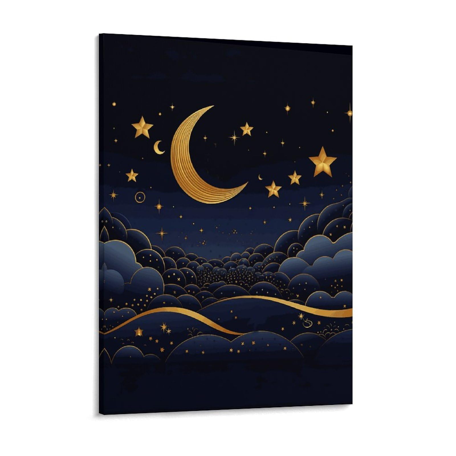 There Are Stars And Moon on It Canvas Wall Art for Bedroom 18x24inch Canvas Prints Artwork for Walls Modern Picture Artwork Painting for Living Room Aesthetic Wall Paintings for Bathroom Kitc