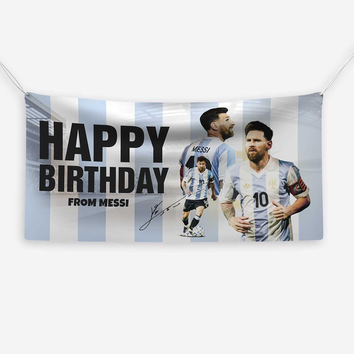 Zafs Argentina Messi Birthday Banner Football Themed Party Backdrop with Star Player Print Perfect for Kids & Adults Who Love the Game (Messi)