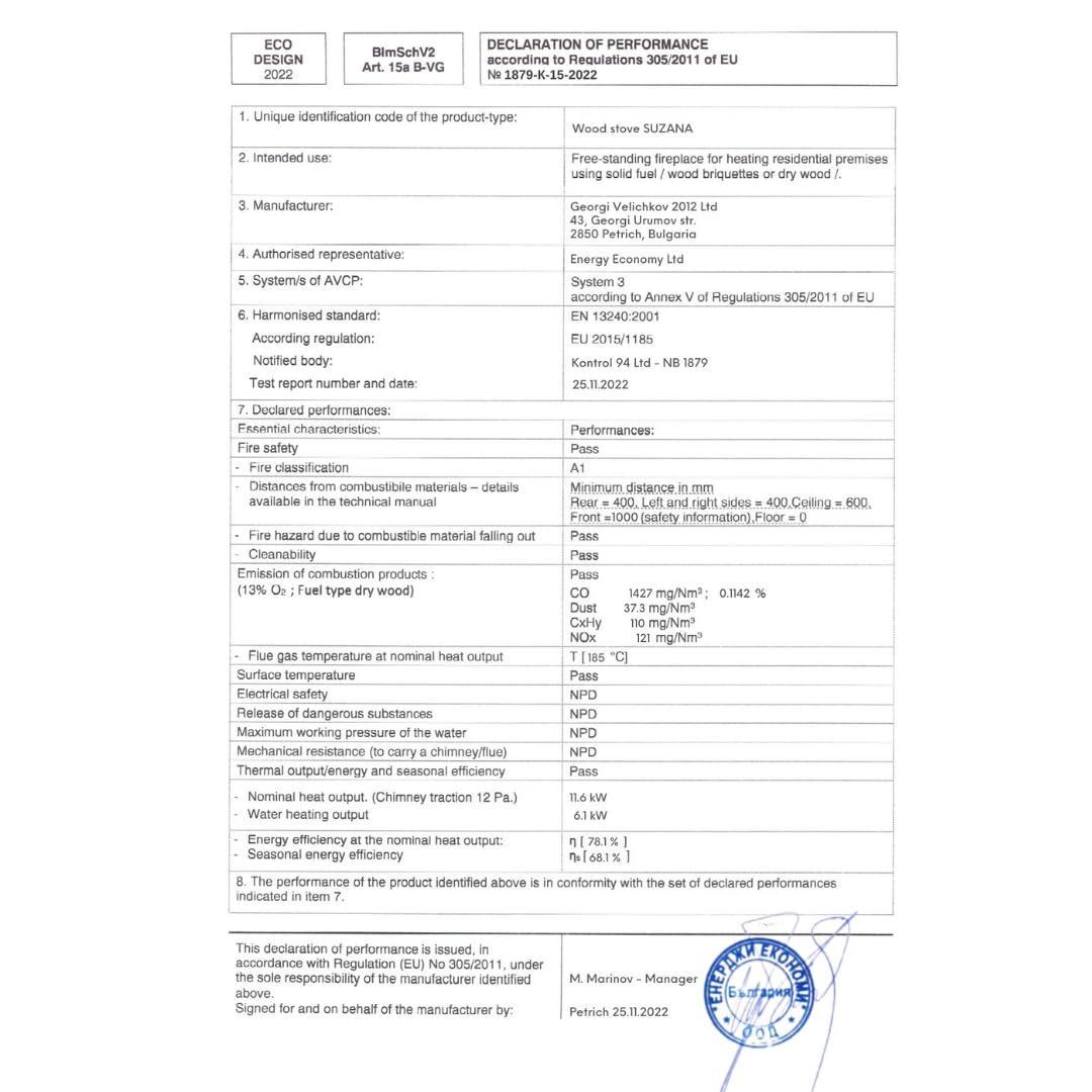 Termostufa a Legna con Forno BALKAN ENERGY Suzana Ceramic 11.6kW-17.5kW