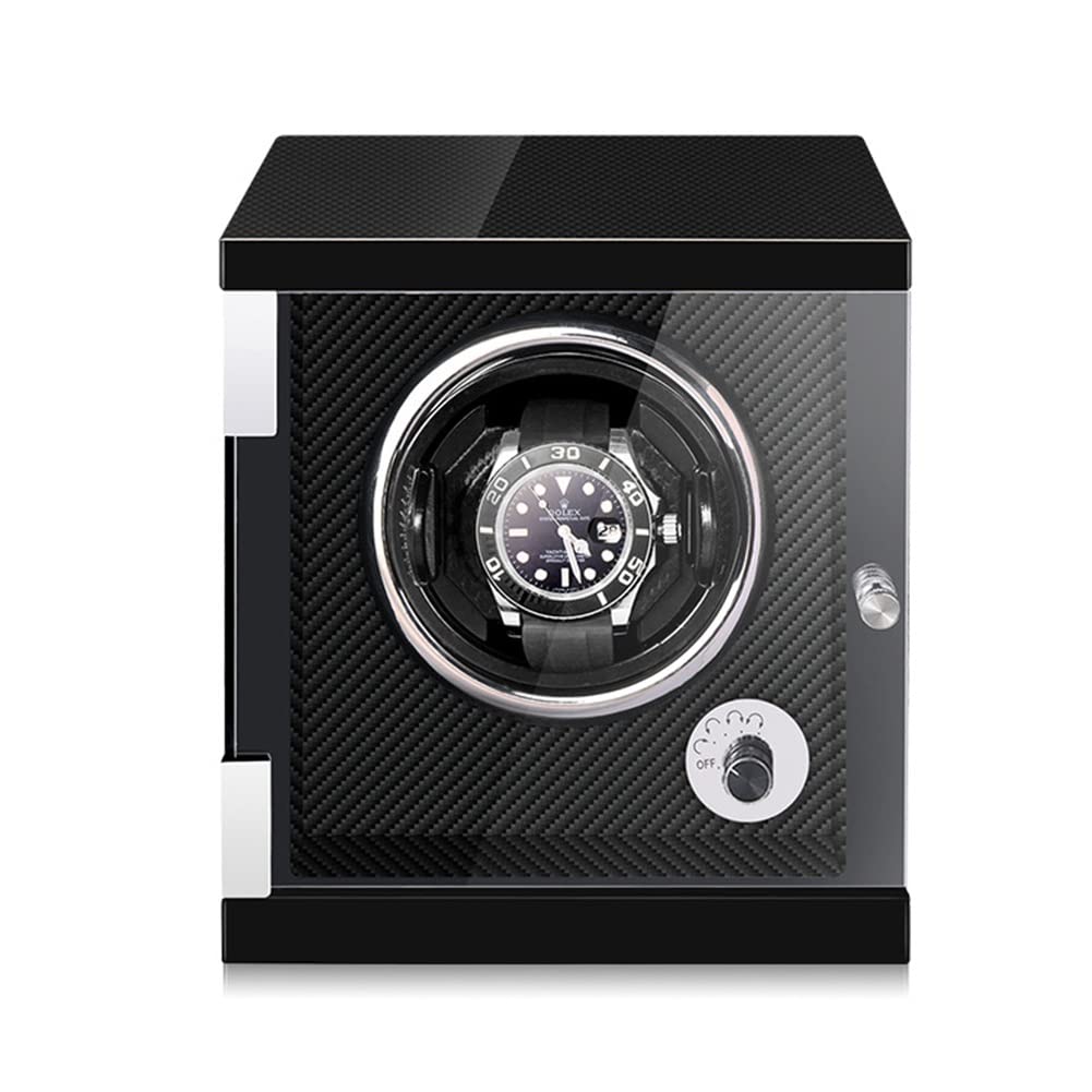 CGCSYZ Watch Winder Box For Automatic Watches With Quiet Motor Self Winding Watches Shaker Spinner 5 Rotation Mode LED Light For Men And Women Watches Wood And Piano Paint (Svart 1 Watch)
