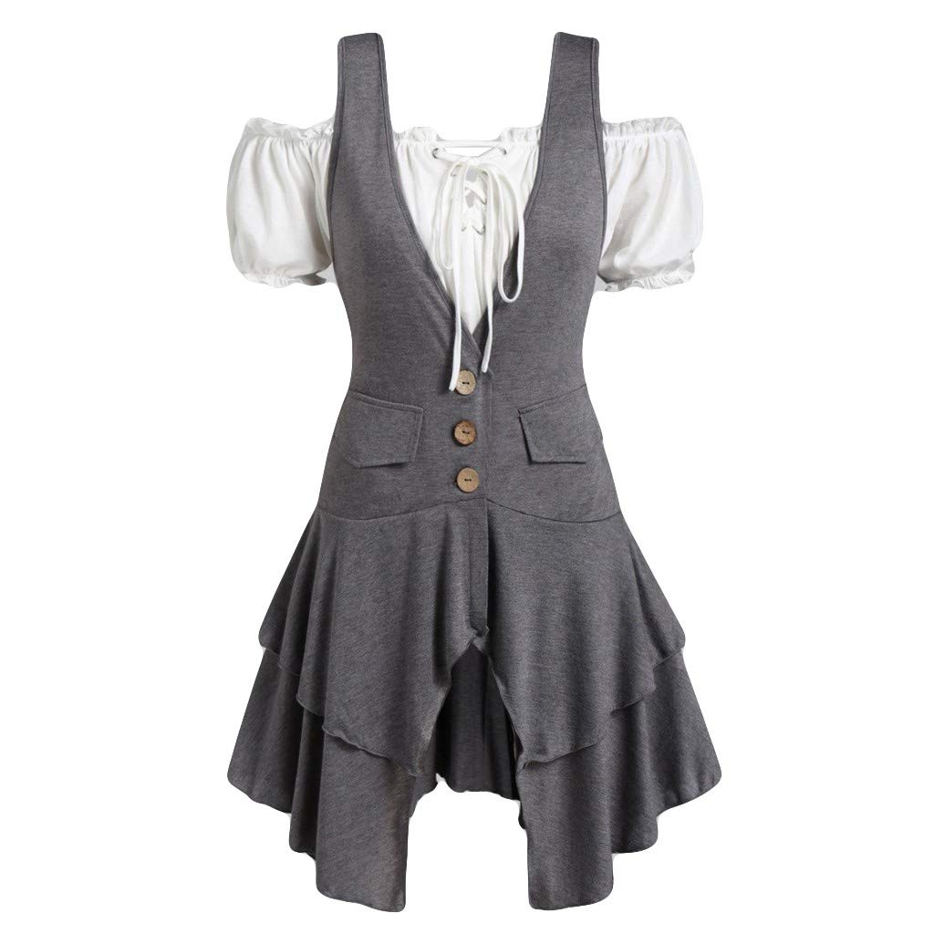 Womens Casual Single Breasted High Low Hem Lace Up Layered