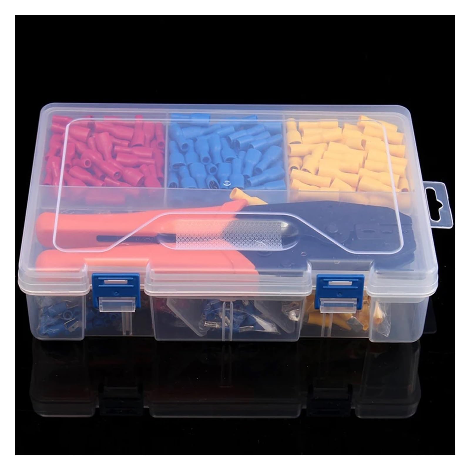 Kit de 900 conectores de pala macho/hembra aislados y 1 alicate de crimpado eléctrico de 22-10 AWG. Juego de herramientas manuales.