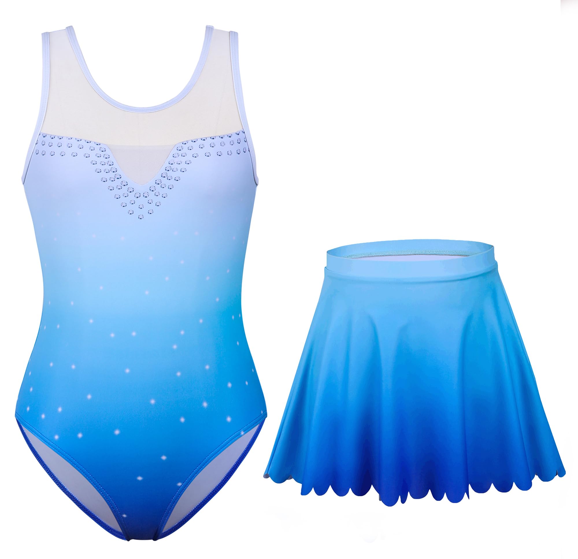 beautyin Girls Ballet Leotards Dance Gymnastic Outfits with Removable Skirt Sleeveless Dancewear