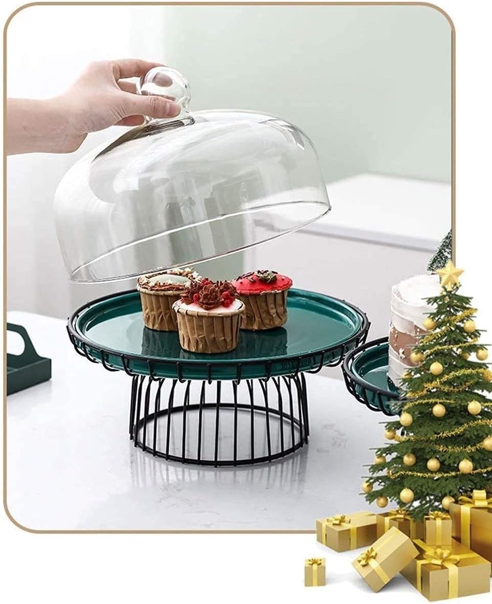Cheese Plate Cover Home Use Kitchen Serving Plate Bread Fruit Pastry Fresh Cover Cake Dome Set Cake Stands Decorative Serving Tray (Color : Tray Size : 9 inches) (Clear 5 inches) image 5