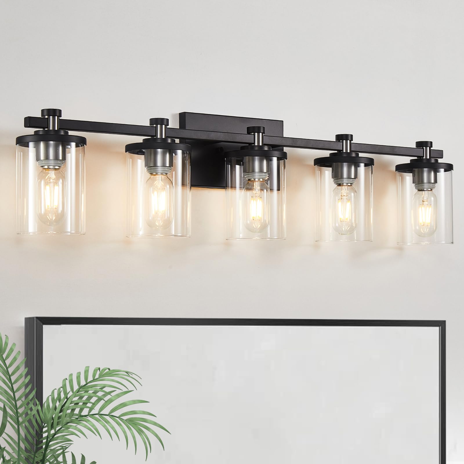 DADUL 5Lights Bathroom Light Fixtures Over Mirror, Brushed Nickel
