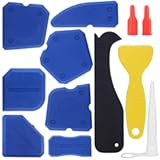 Caulking Tool&comma; 12 Pieces Silicone Sealant Finishing Grout Tools Kit&comma; Caulk Skirting Boards & Base Boards Replaceable Pads&comma; for Bathroom Kitchen Sealing Hand Caulk Removal Tool &lpar;Blue&rpar;