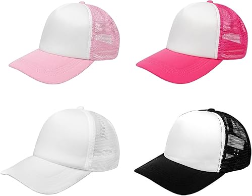 DSRTE Sombreros de sublimación, sombreros de camionero de colores mixtos, 4 piezas de sublimación de malla de poliéster en blanco, mixto