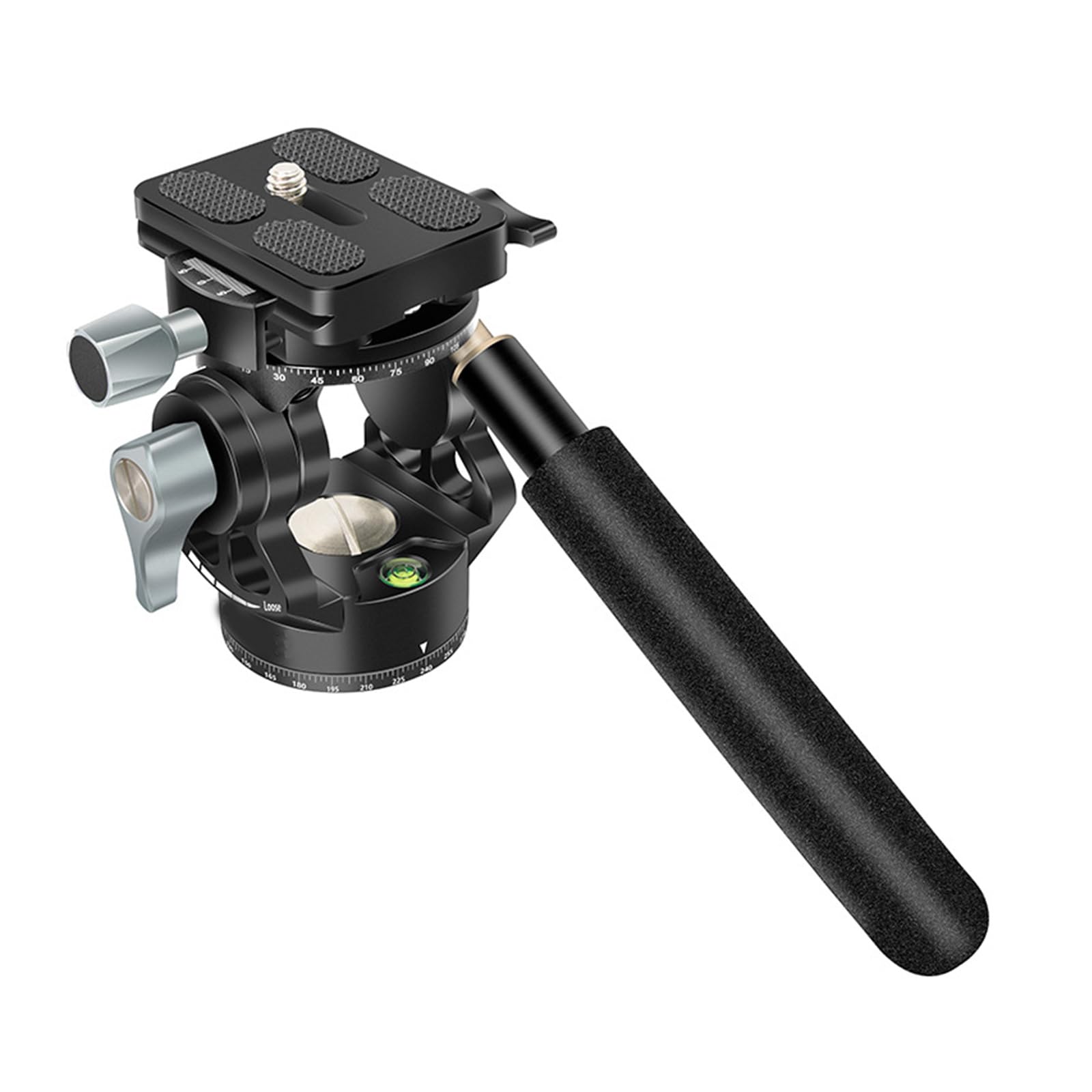 Double Panoramic Tripod Fluid Head Small Pan Tilt Head Quick Release Plate and Handle for DSLR and Small Video Cameras