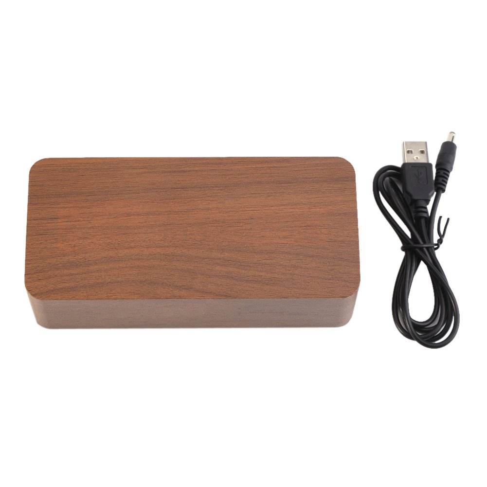 Orologio Digitale, Sveglia a LED in Legno con Temperatura, Controllo Vocale, Design Portatile, Alimentazione USB o Batteria per Ufficio Domestico (Legno marrone + luce