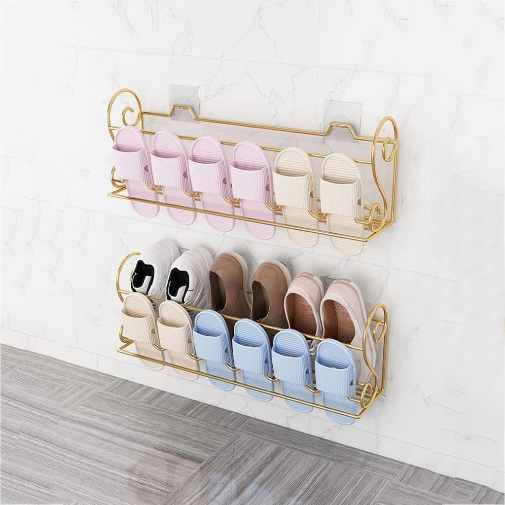 Shoe Rack Shoe Storage Shelf Simple Shoe Rack, Wrought Iron Shoe Shelf, 2 Tier Wall-mounted Shoe Racks, Space Saving, Small Shoe Storage Organiser Rack Shoe Shelf Or