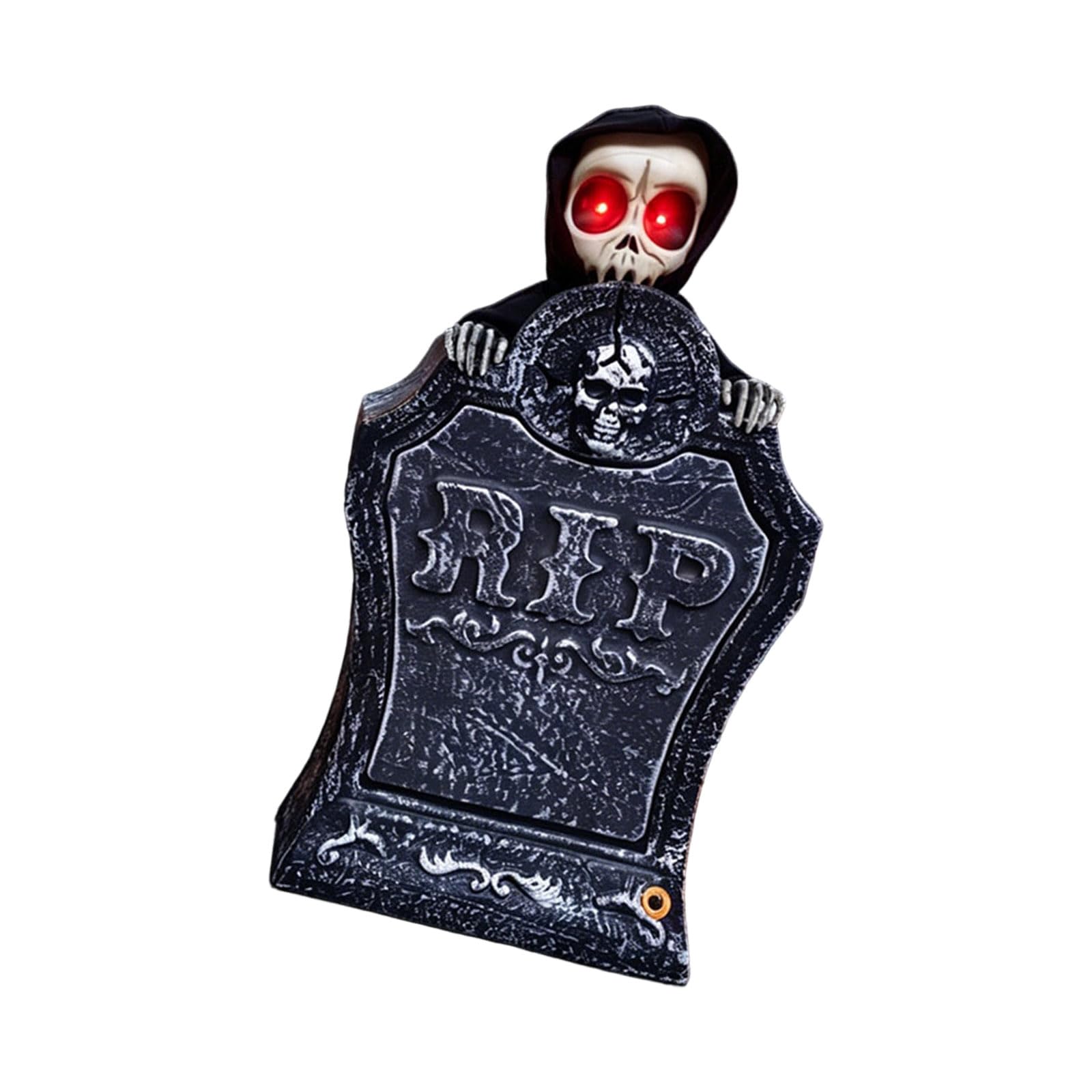 Qusinfc Eerie Eerie Cemetery Props with Motion Activated Lights and Voice Effect Realistic Halloween Decoration Animated Halloween Decoration