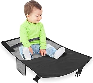 WISEPRO Kids Airplane Seat Footrest, Toddler Airplane Bed, Toddler Airplane Seat Extender, Kids Airplane Hammock, The Airplane Seat Companion, for Easy Travel (Grey+Black)