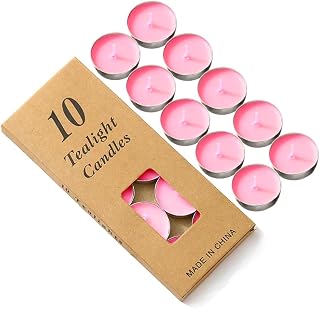 Colored tealight Candles Handmade Organic Tea Lights Set of 10pack Small red Candles 1.5-2 Hours Burn Tea Lights for Valentine's Day, Birthday, Votive Parties ,Home Decoration (Pink)