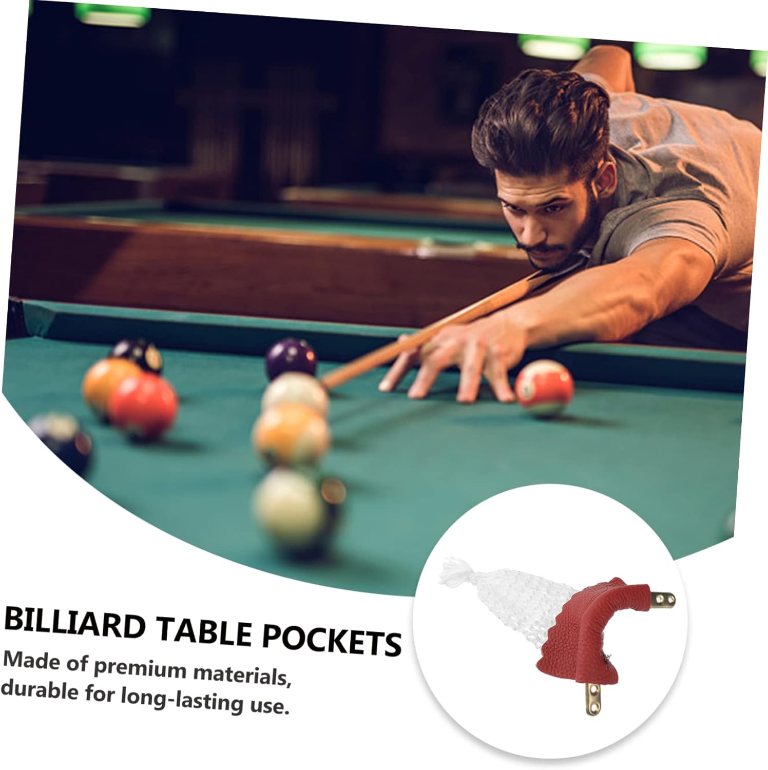 6pcs Billiard Pockets Replacement Nets Kit Durable Leather Pool Table Accessories for Snooker Easy Installation Fits Standard Tables