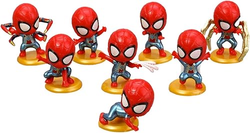 8 piezas de adorno para tartas de Spider-man, suministros de fiesta con temática de hombre araña, decoración de pastel de cumpleaños para niños.