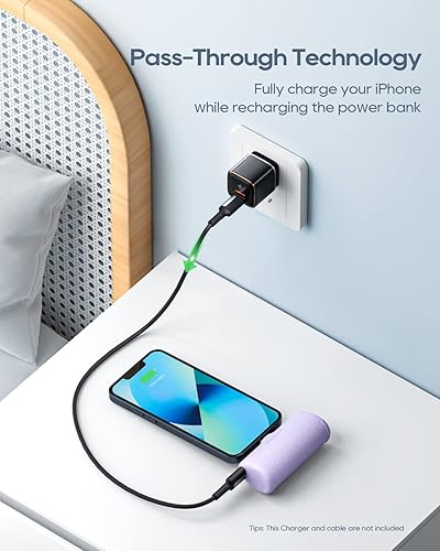 Miniatura 4 de Kuulaa Cargador de teléfono portátil, pequeño banco de energía de 4500 mAh, mini banco de energía para iPhone, cargador de batería de reserva de