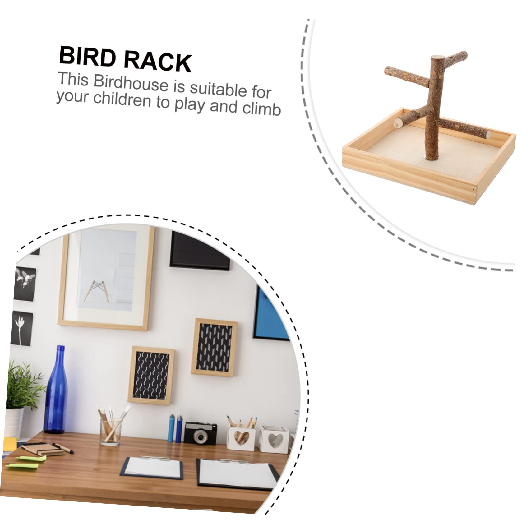 Yardwe De Juego para Pájaros De Madera Portátil, Soporte para Perchas De Loros, Pequeño, Gimnasio para Entrenamiento De Periquitos y Cacatúas