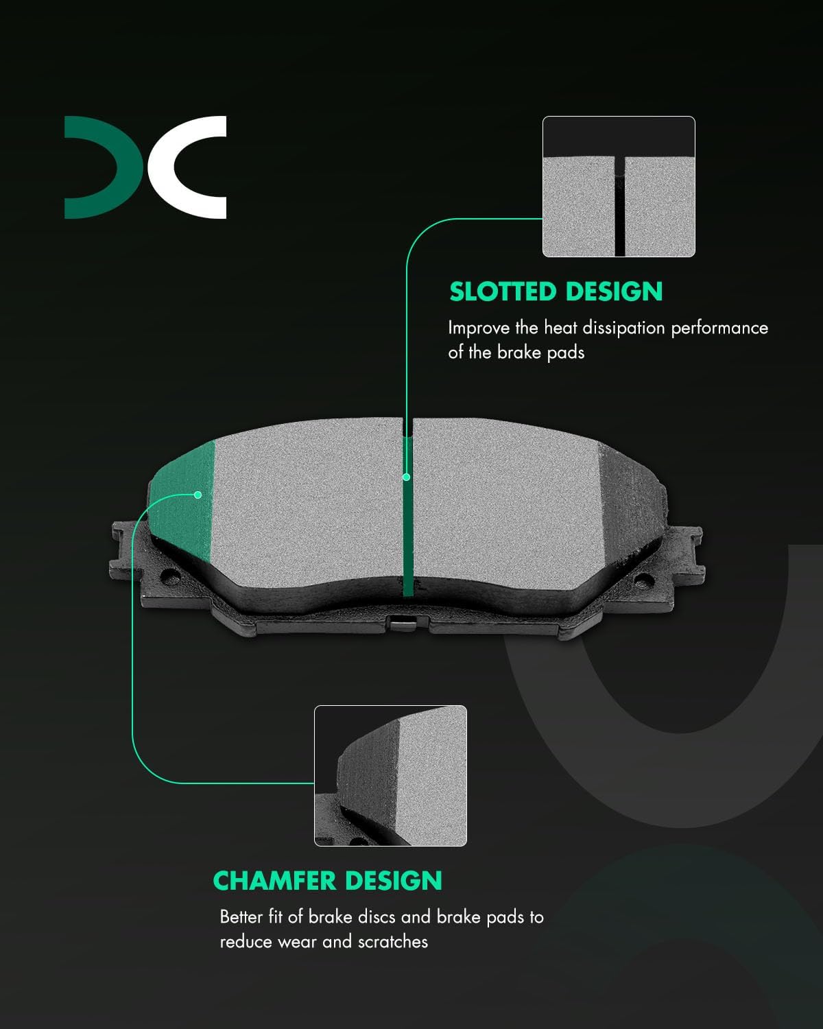 SCITOO D1210 Ceramic Brake Pads Sets Front Fit For Pontiac Vibe 09-10,For Scion xB 08-15,For Scion xD 2008-2014,For Toyota Corolla 2009-2019,For Toyota Matrix 2009-2014,For Toyota For RAV4 2006-2018