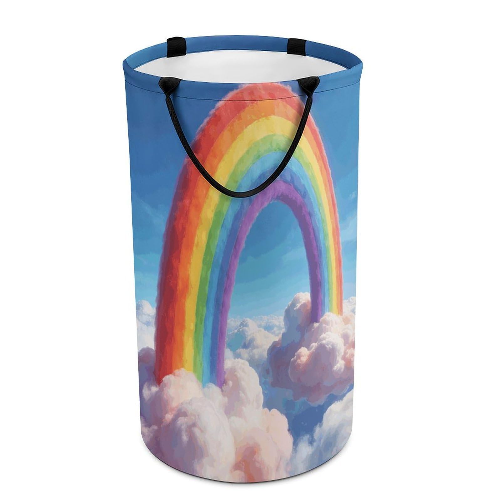 Rainbow Laundry Hamper Large Capacity Laundry Basket with Handles Waterproof Freestanding Dirty Clothes Basket Collapsible Portable Clothes Hamper for Daily Use