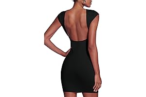 Women's Open Back Mini Dress Cap Round Neck Tight Night Clubwear