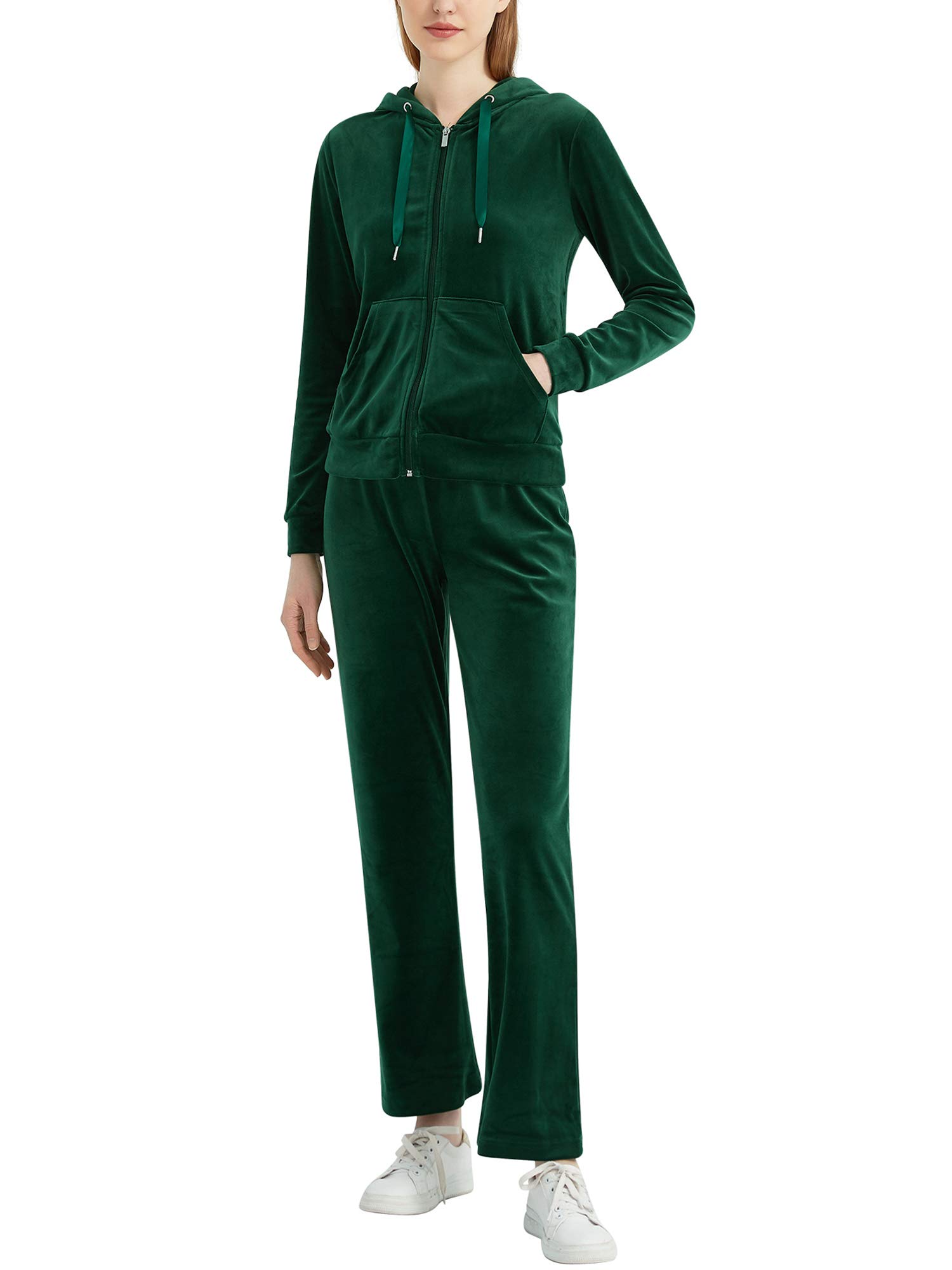 MessBebe Tute da Donna Tuta Sportiva in Velluto con Cappuccio Felpa con Cappuccio Set Ginnastica Sportivo Tuta Sportiva da Jogging Casual 2 Pezzi Ginnastica Tuta Manica Lunga