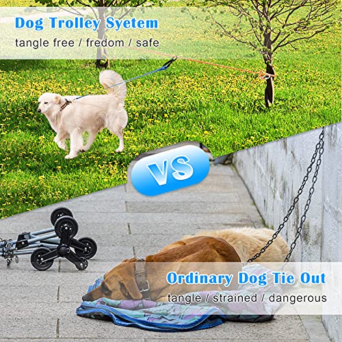 Dog Tie Out Cable for Camping, 100ft Reflective Overhead Trolley System for 2 Dogs, Portable Dog Hitching Lead up to 300lbs, Dogs Runner for Yard Camping Training Running Hiking Outdoor - Image 5