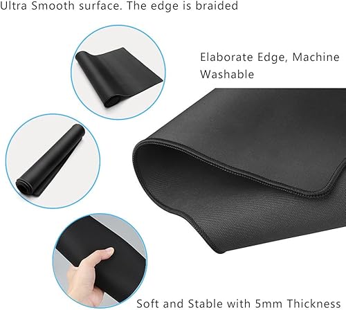 Miniatura 6 de Tapete para mouse Cmhoo extragrande, de goma antideslizante, bordes cosidos y con una superficie de textura optimizada. Mide 27.5 x 11.8 x 0.1