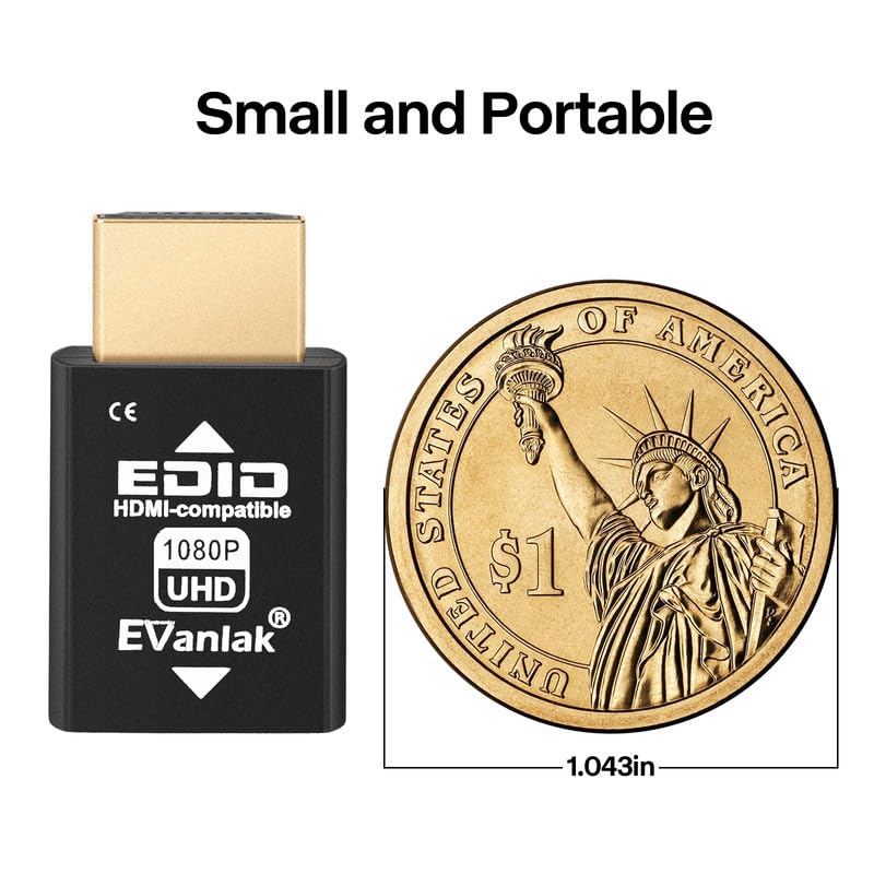 Émulateur EDID HDMI Mini Passthrough - 1920x1080@59Hz | Conception compacte | Compatible avec les commutateurs HDMI, les rallonges, les récepteurs AV, les répartiteurs vidéo - 8 pièces