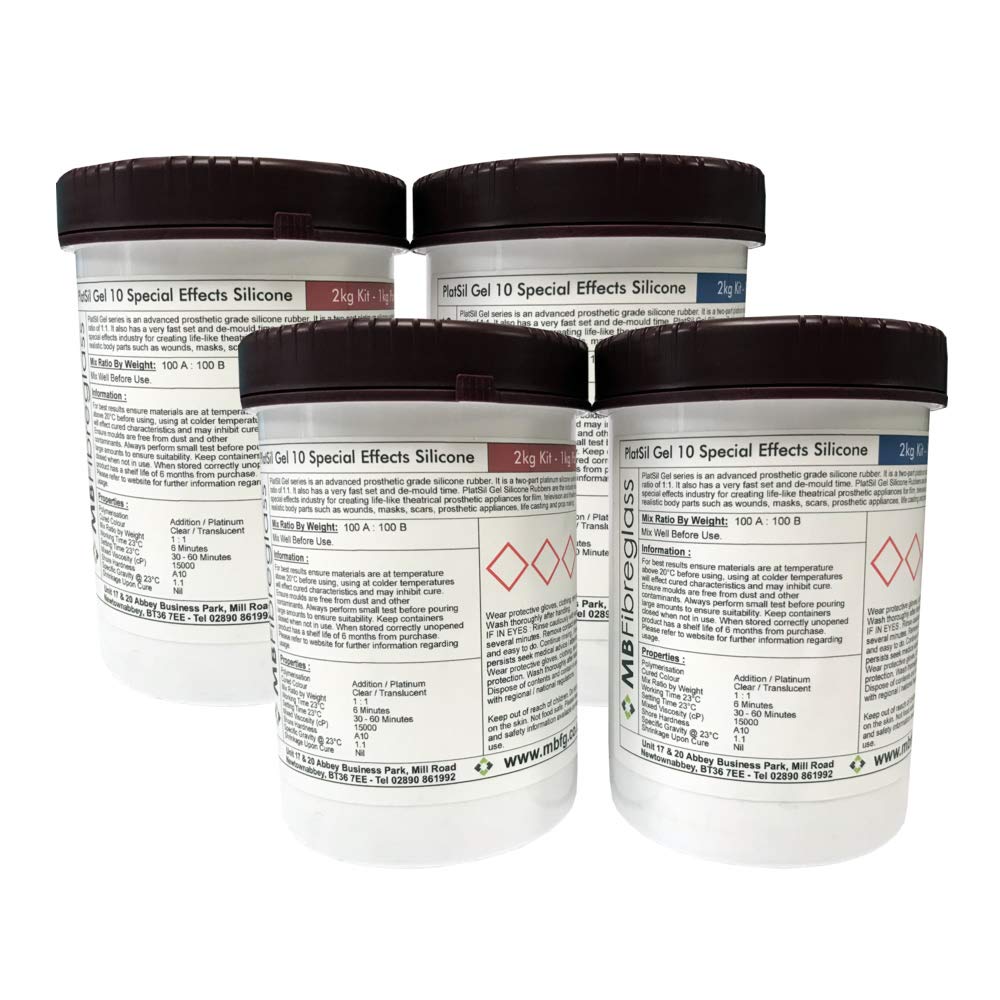 Polycraft ( Mb Fibreglass ) Polycraft Platsil Gel 10 Prosthetic Skin Safe Silicone Rubber - 4Kg Kit